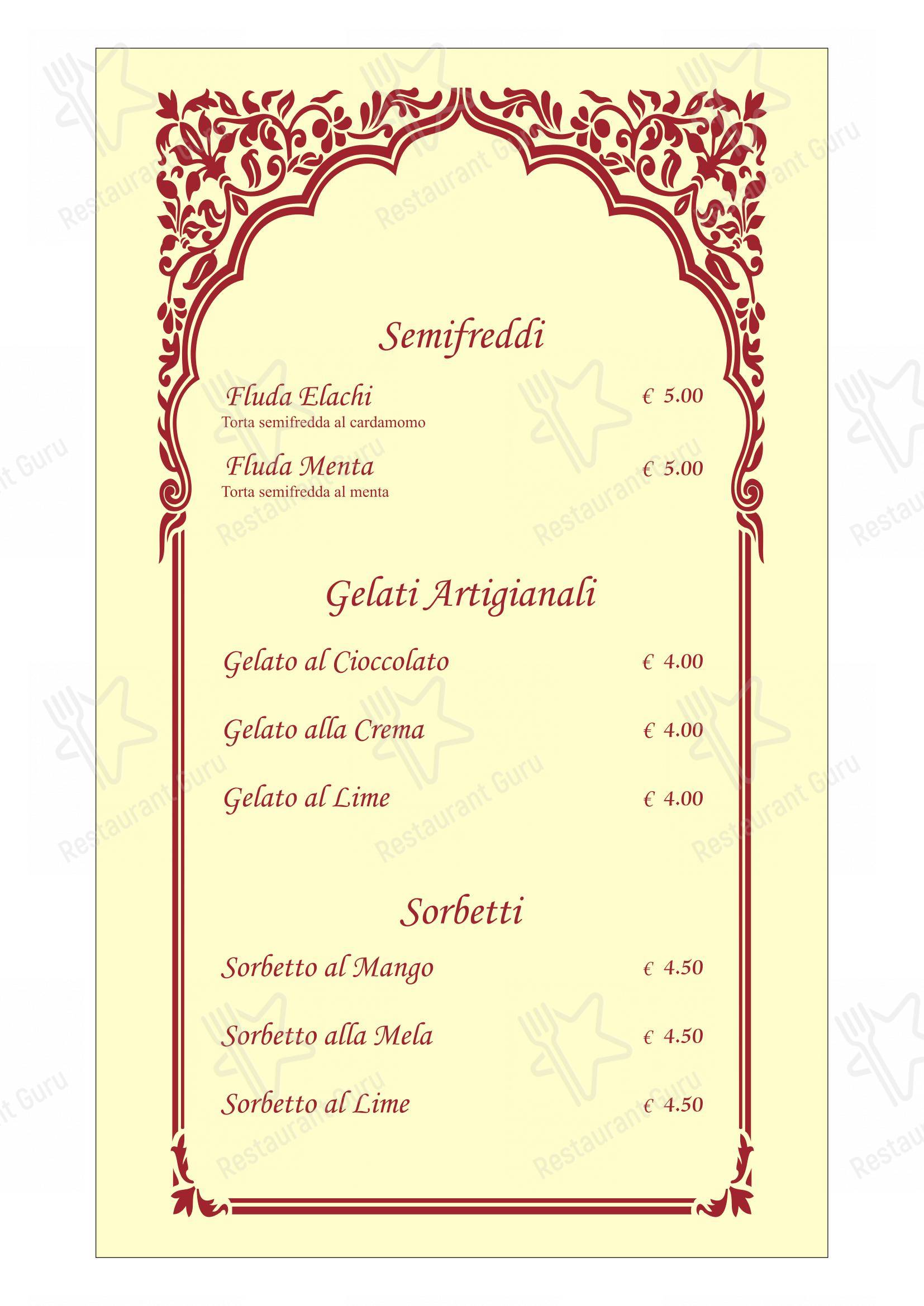 Menu bar per Ristorante indiano Dawat Torino in Torino