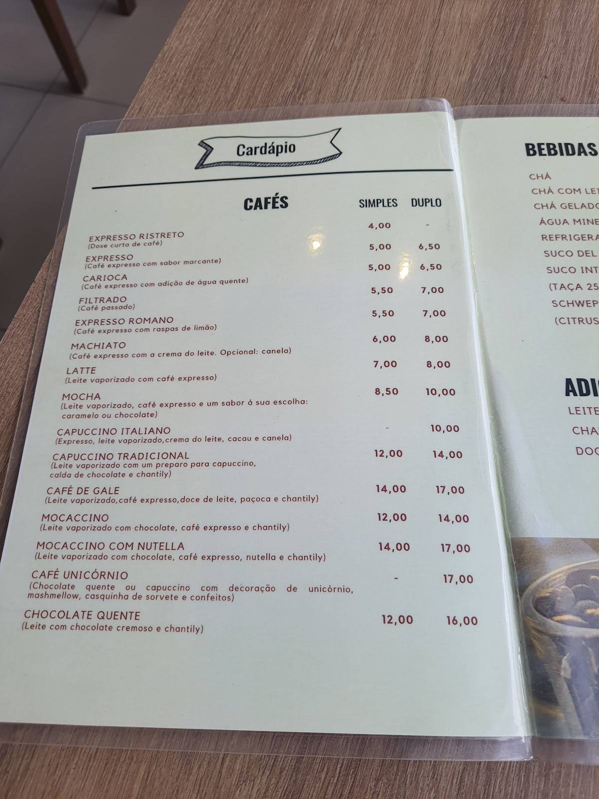 De Gale Café cardápio