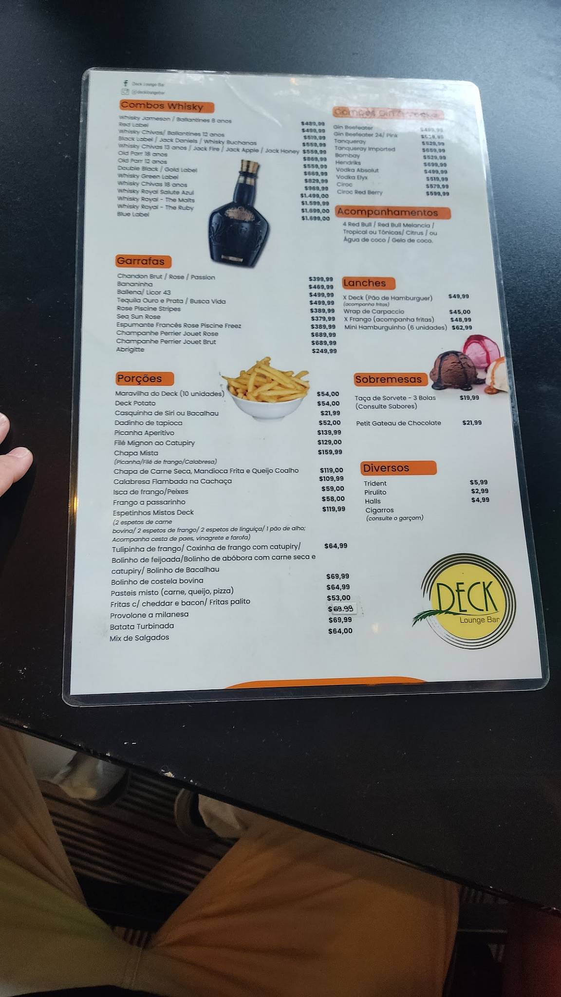 Deck Lounge Bar cardápio