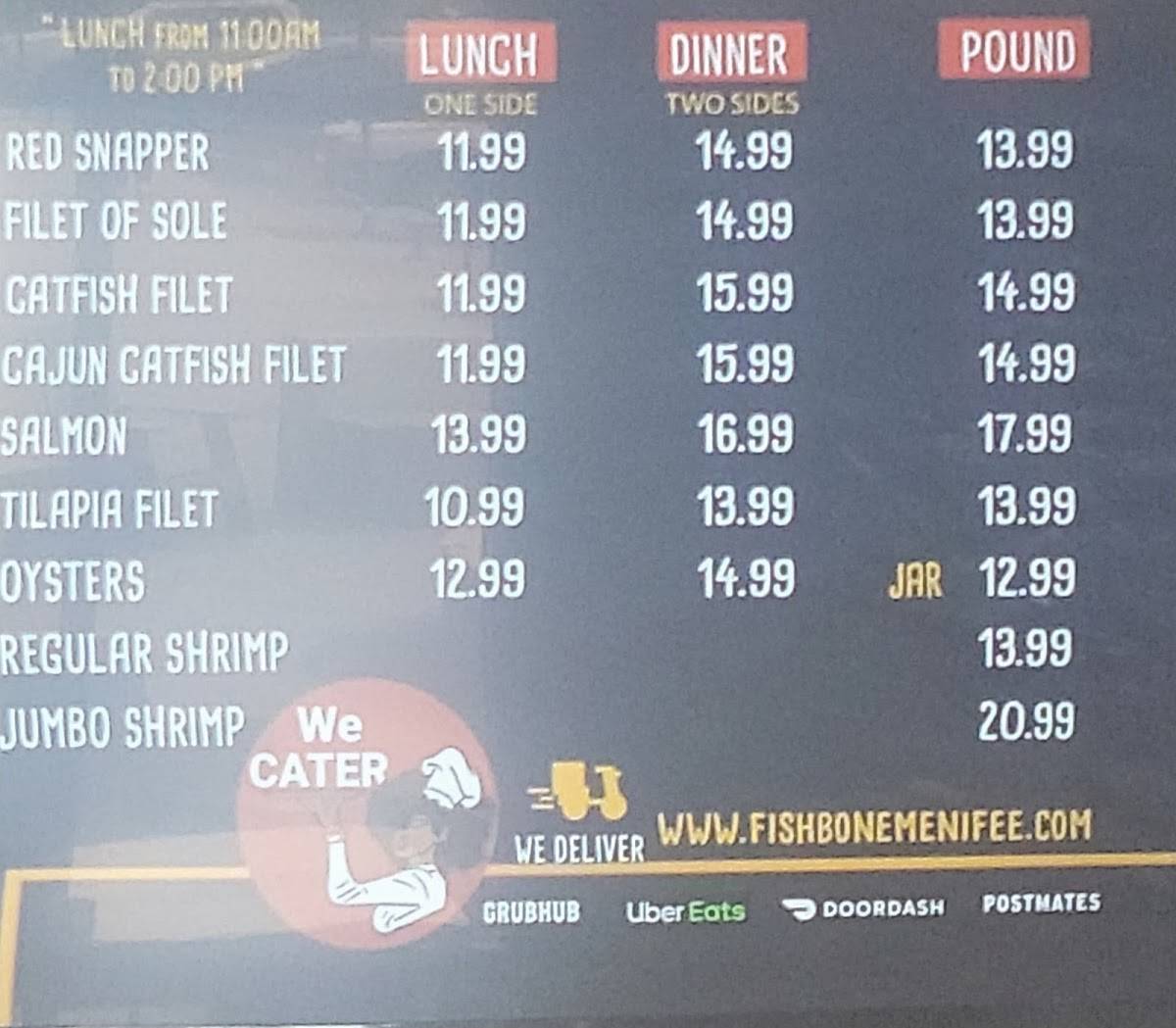 Menu at Fishbone Seafood Menifee desserts, Menifee