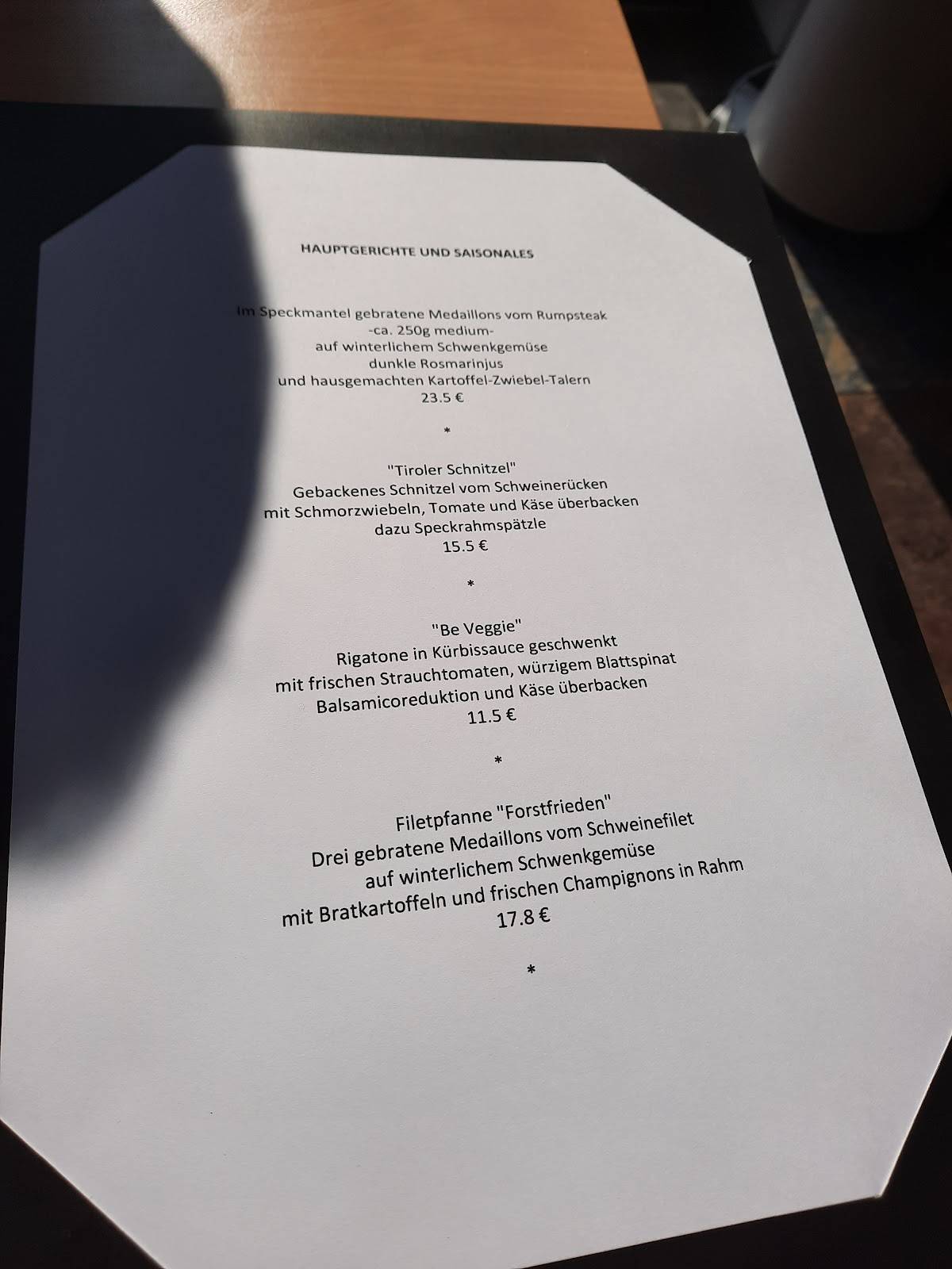Speisekarte von HotelRestaurant Forstfrieden, Detmold