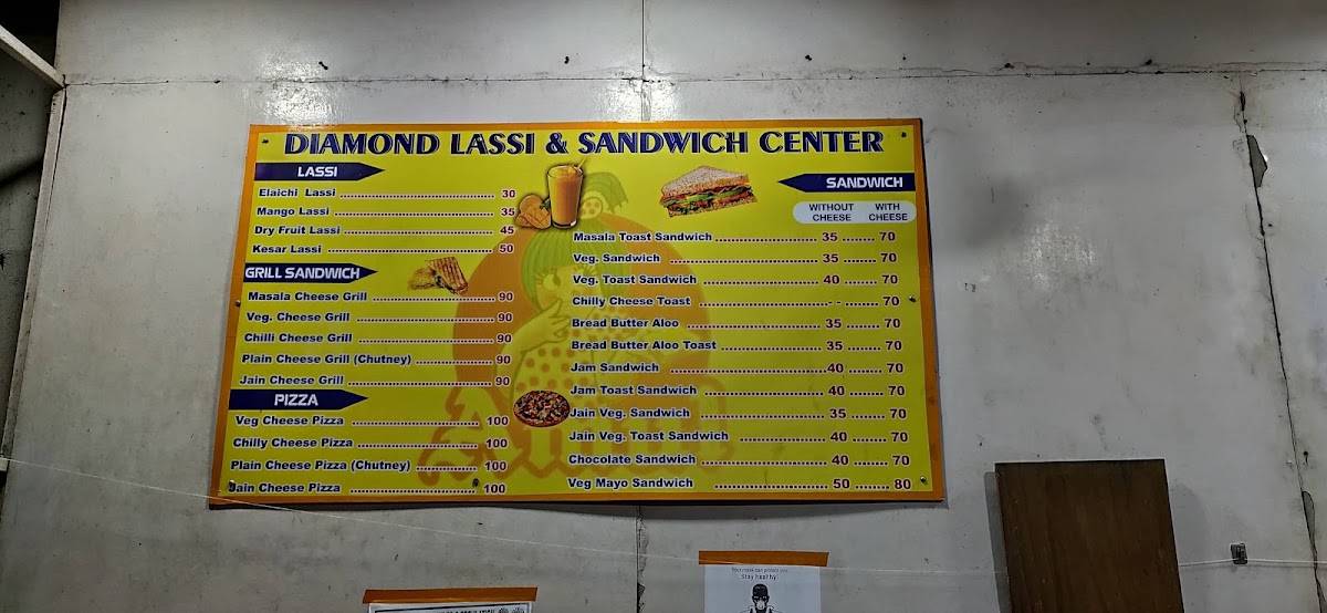 Diamond Lassi & Sandwich menu