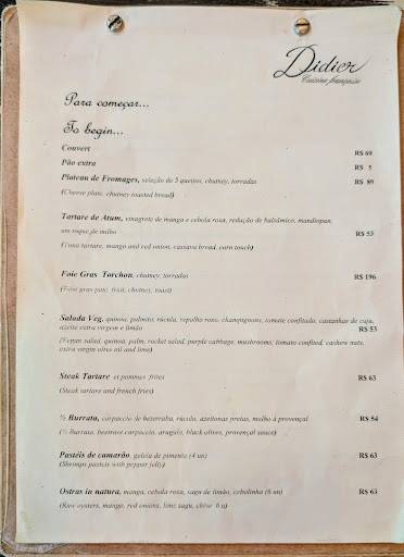 Didier Restaurante cardápio