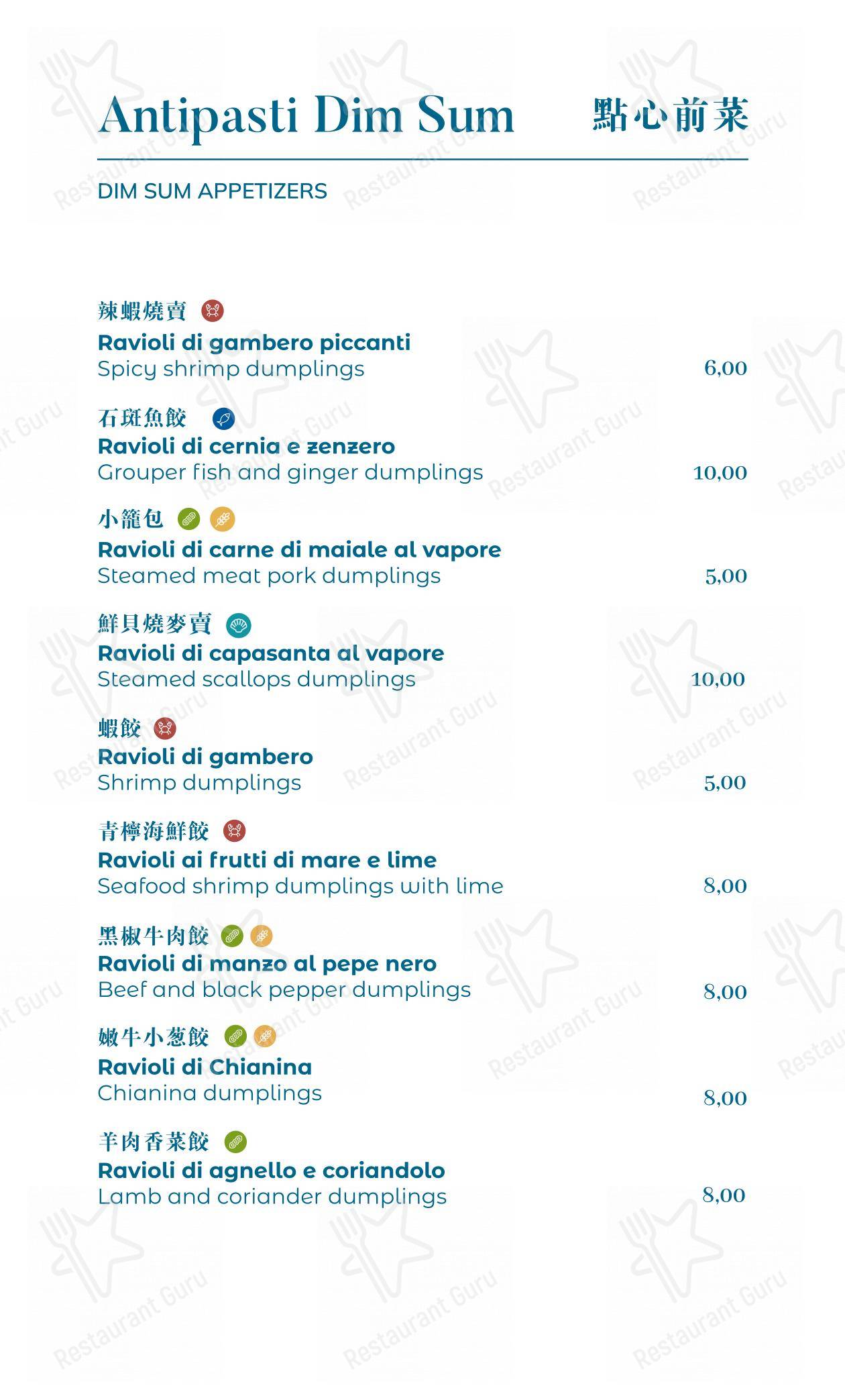 Menu bar per Dim Sum in Milano