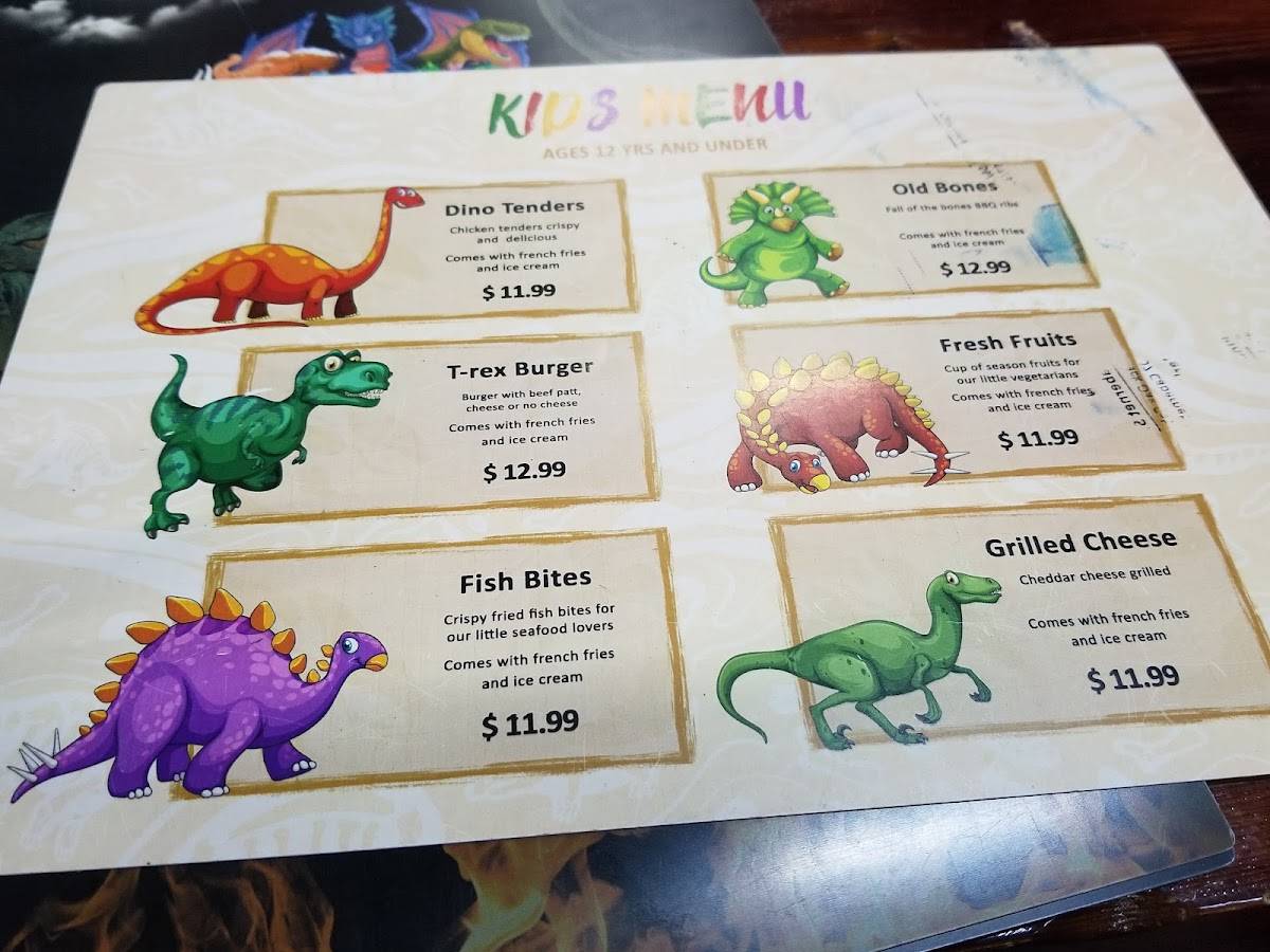 Menu at DinoLand Cafe, Myrtle Beach