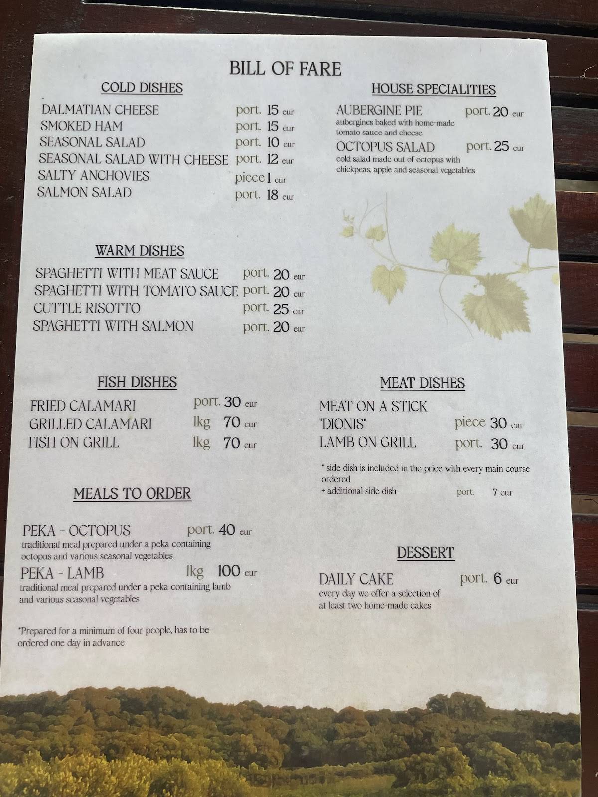 Menu di Dionis 