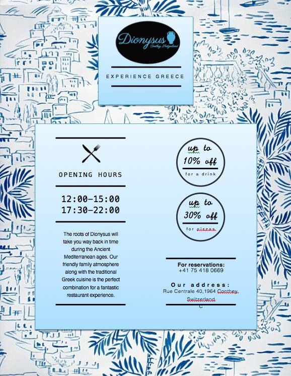 Menu di Dionysus 