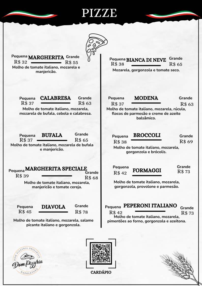 Dom Pizzeria Originale cardápio