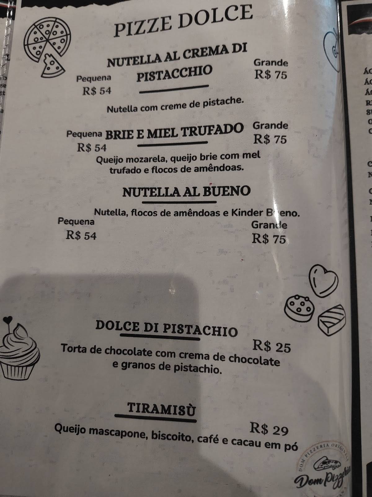 Dom Pizzeria Originale cardápio