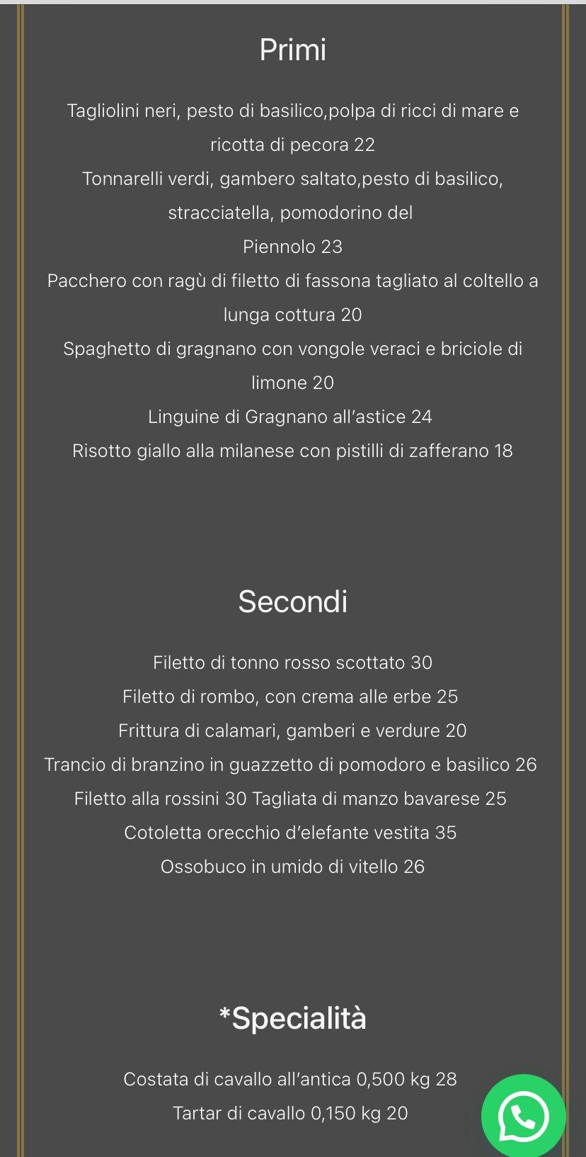 Menu de Lune Storte