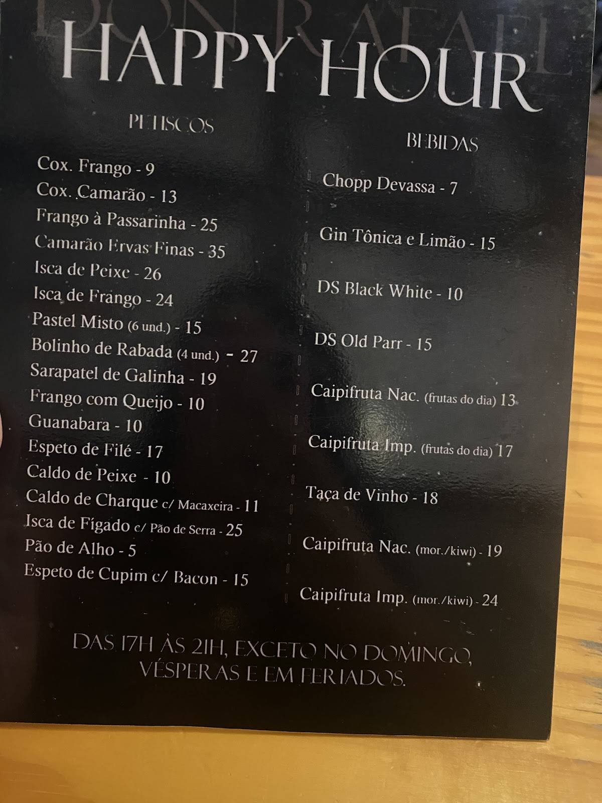 Don Rafael Garcia cardápio