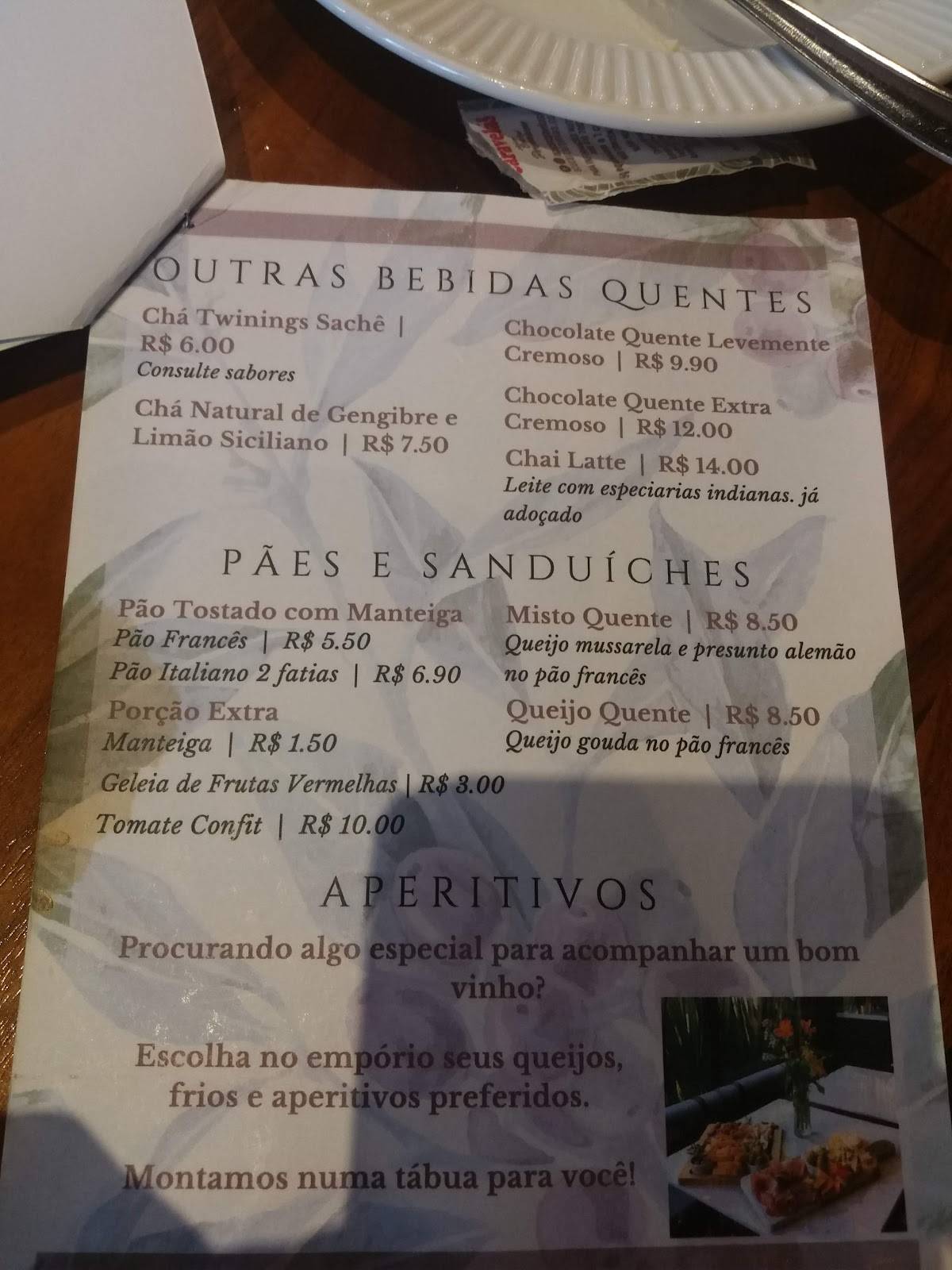 Doppio Caffè e Vino cardápio