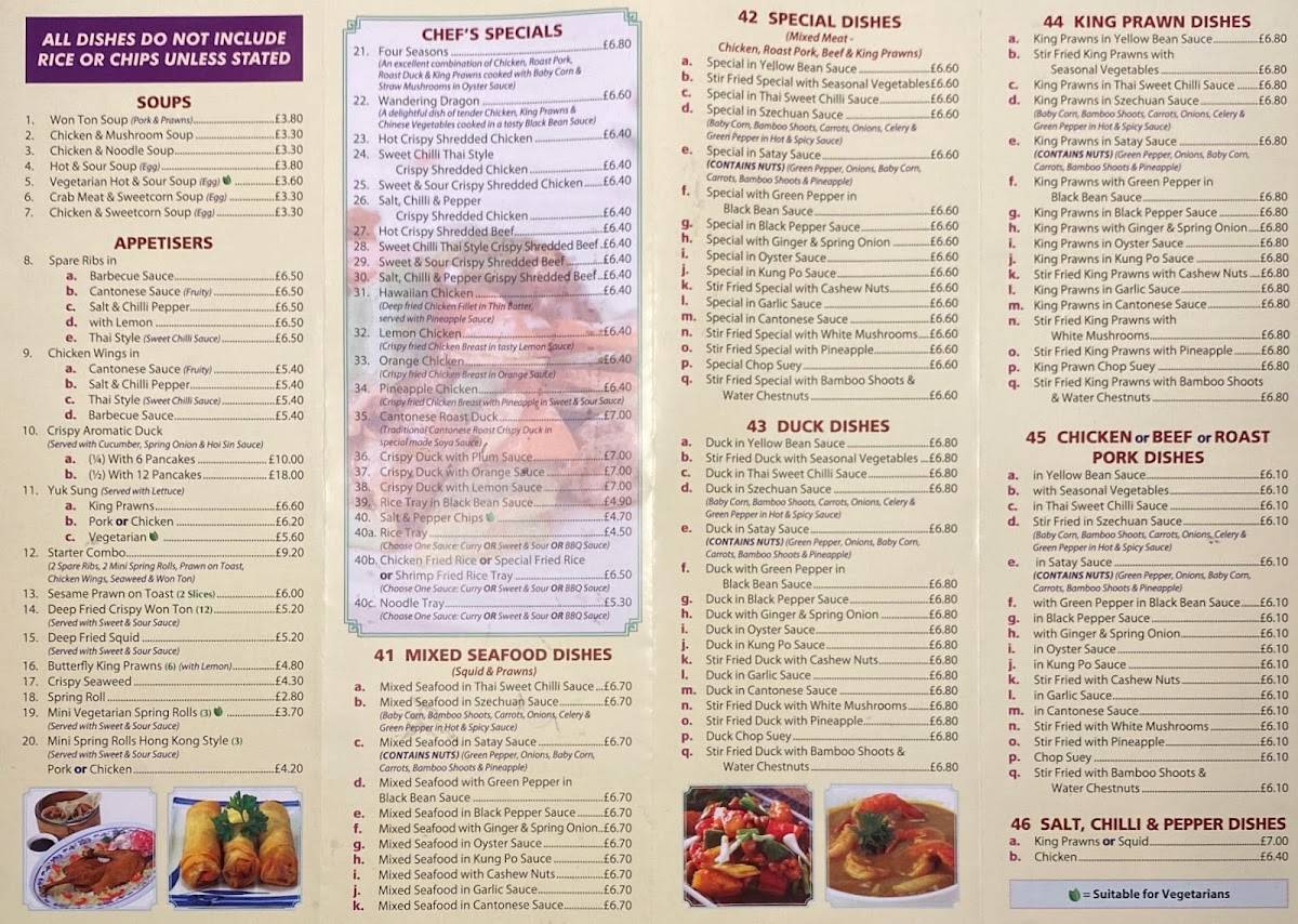 Menu At Dorridge Cantonese Fast Food Solihull