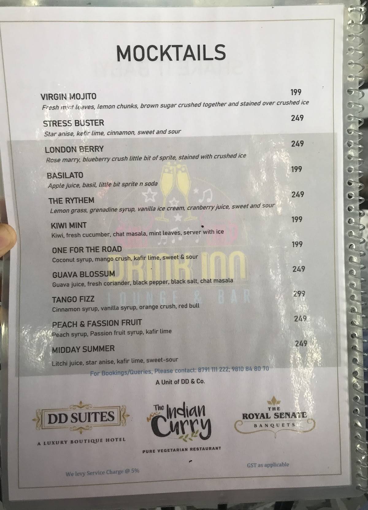 Drink Inn menu