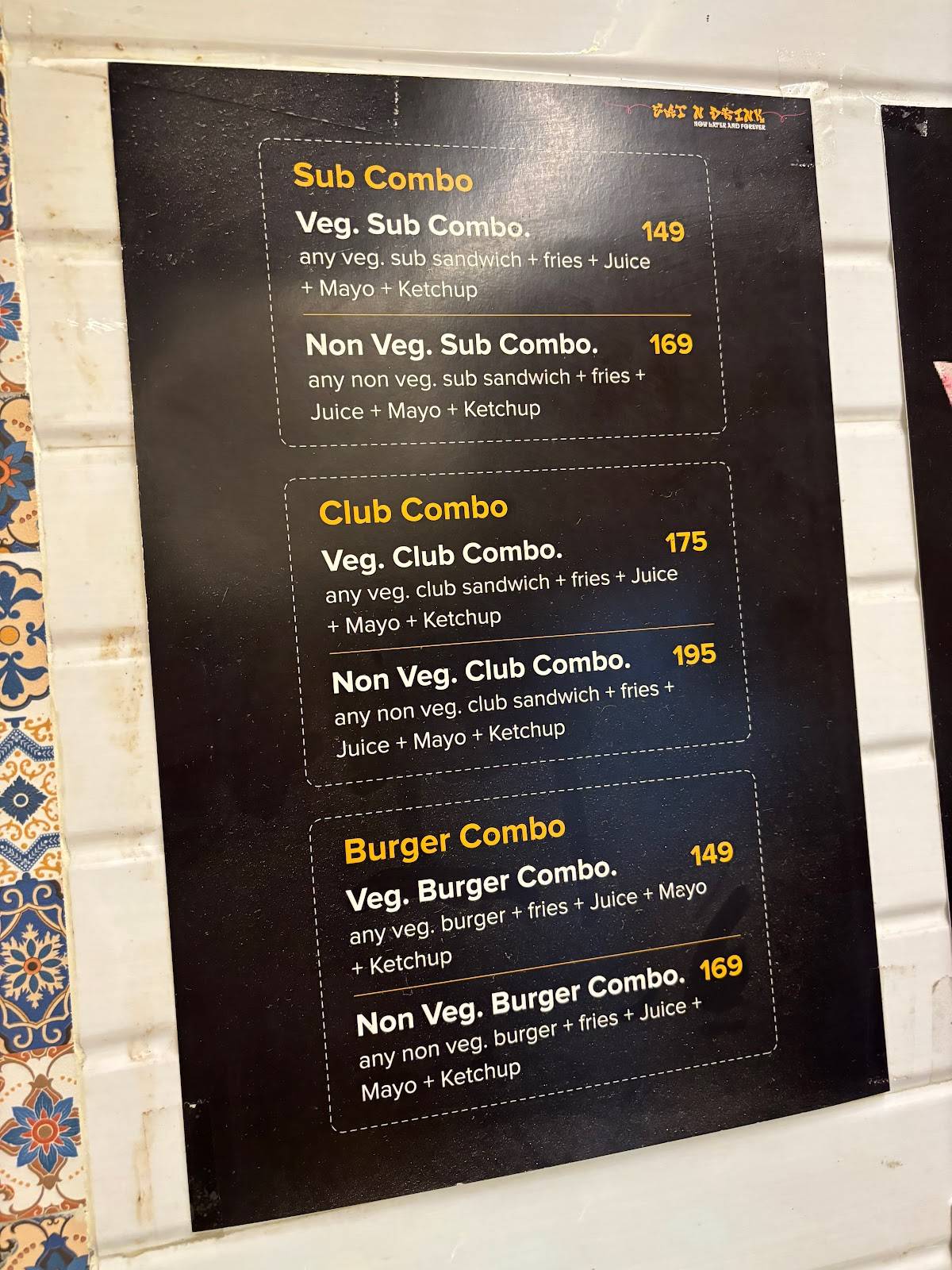 EAT N DRINK menu