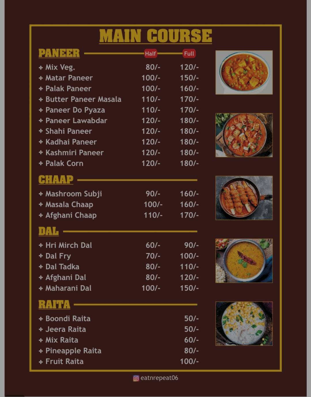 Eat And Repeat Cafe menu