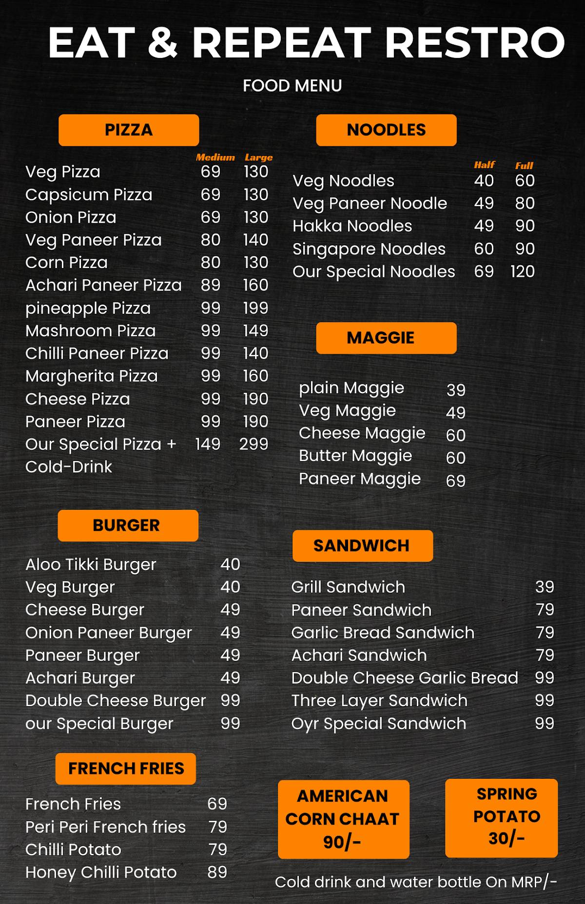 Eat And Repeat Cafe menu