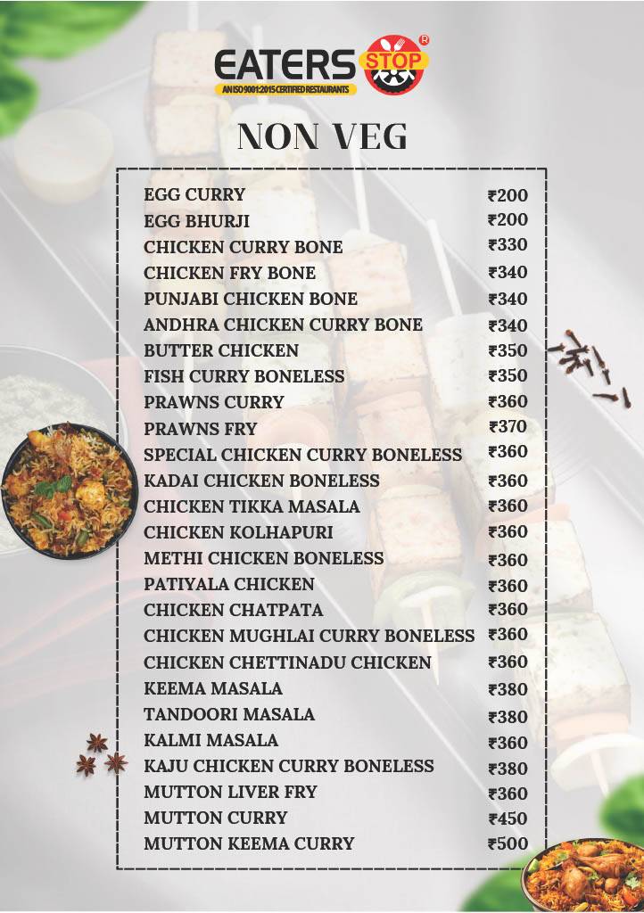 Eaters Stop Restaurant menu