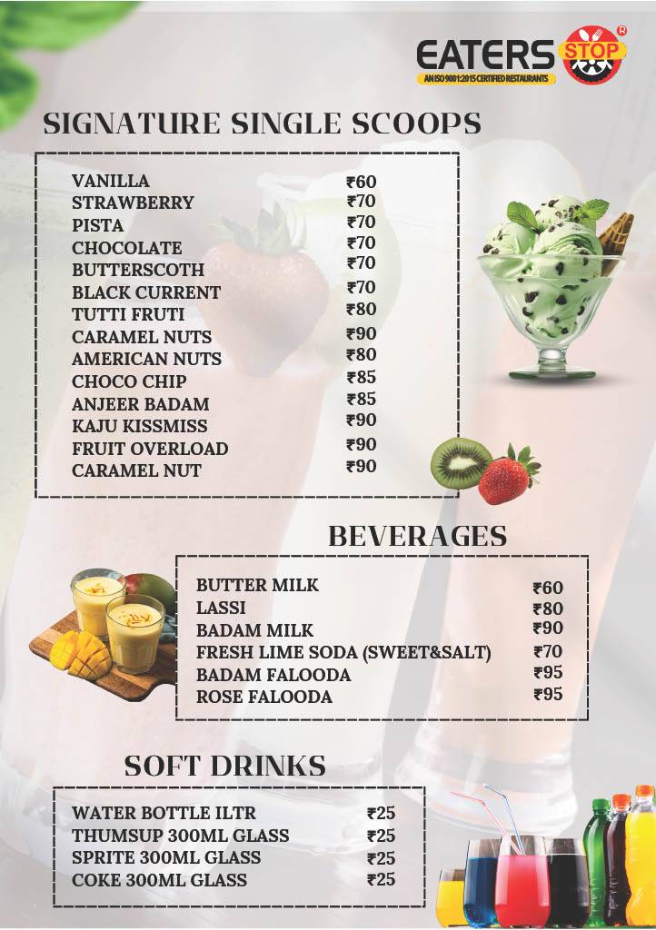 Eaters Stop Restaurant menu
