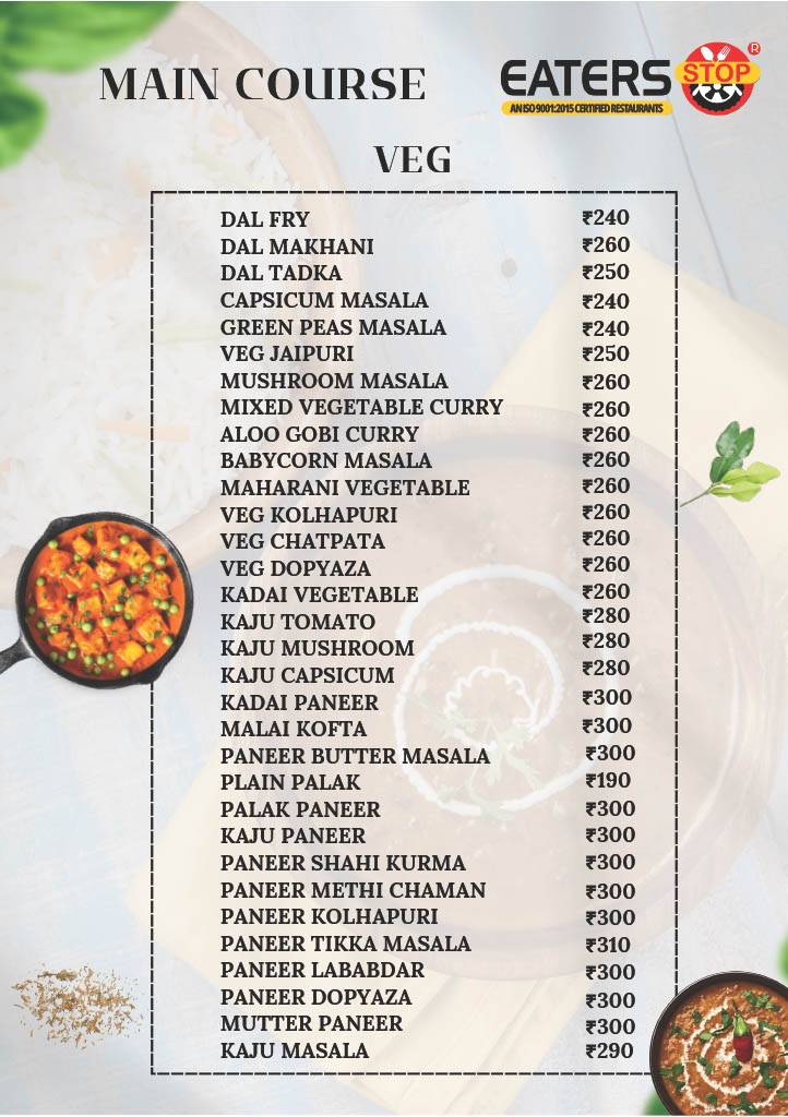 Eaters Stop Restaurant menu