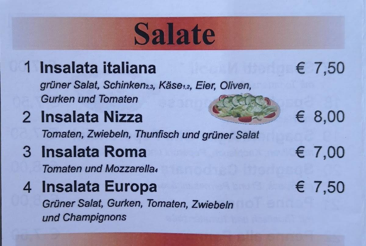 Speisekarte von Eiscafé Europa pizza, Wörth am Rhein