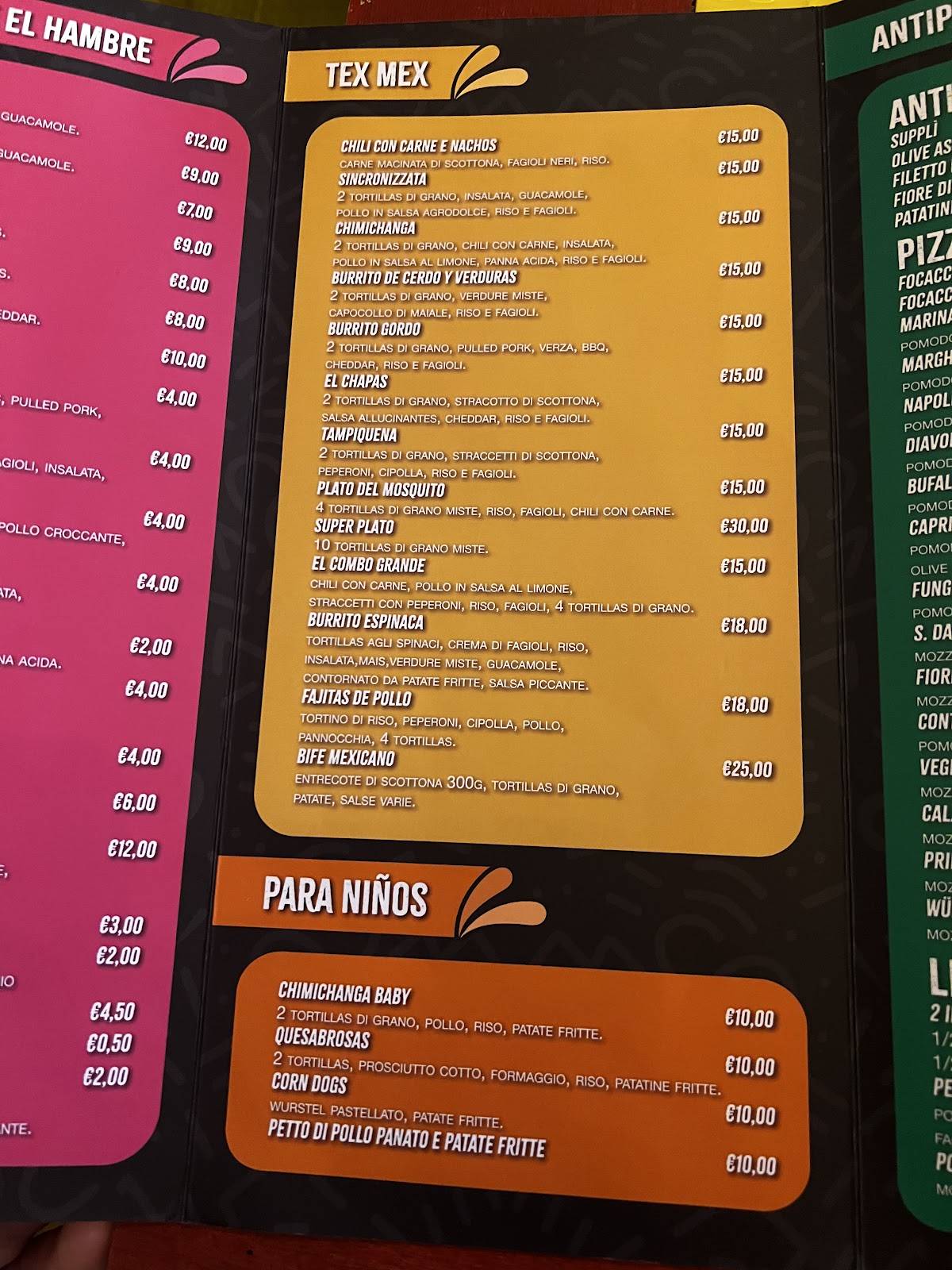 Menu di El Mosquito 