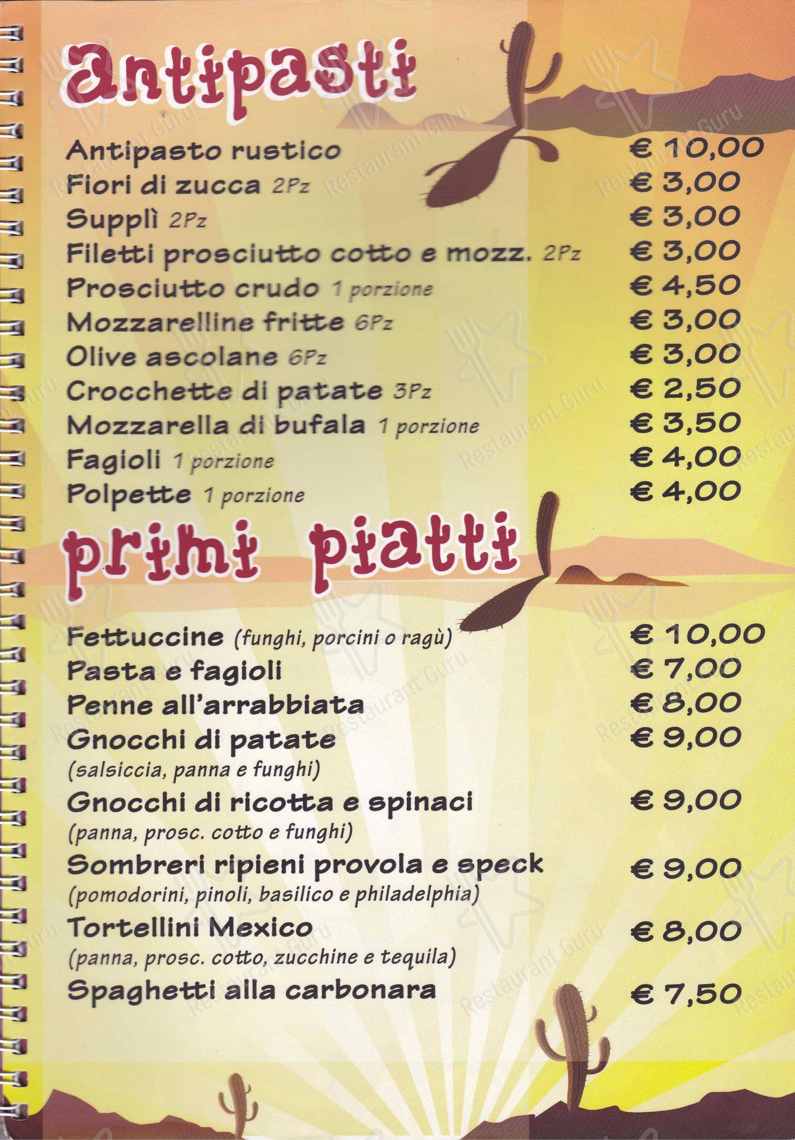 Menu di El Mosquito - Menu bar