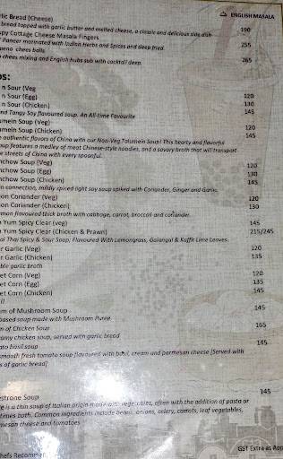 English Masala menu