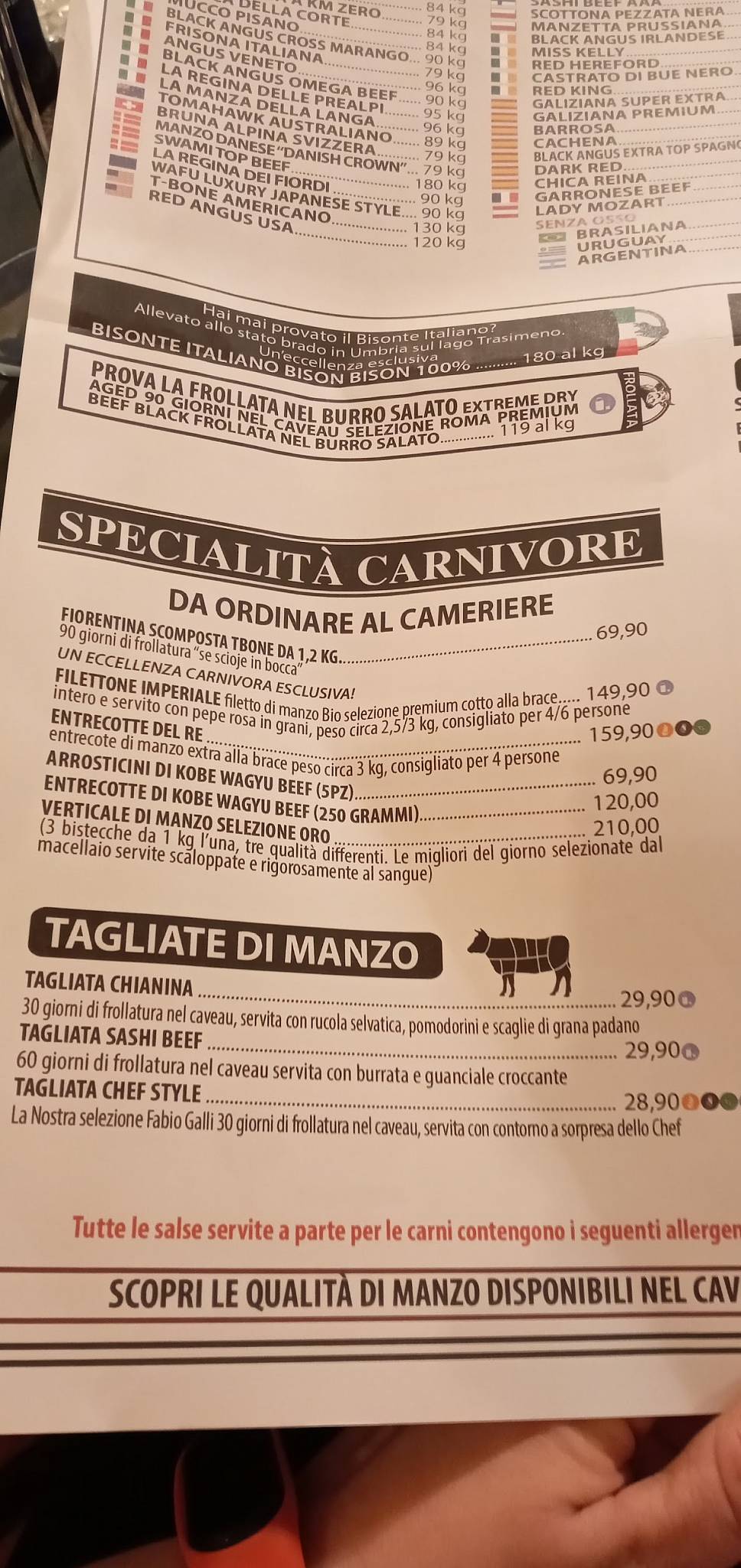 Menu di Er Macellaio 