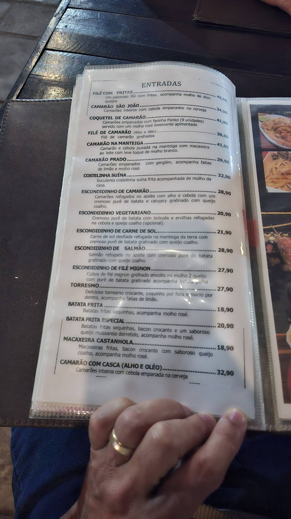 Espaço Castanhola cardápio