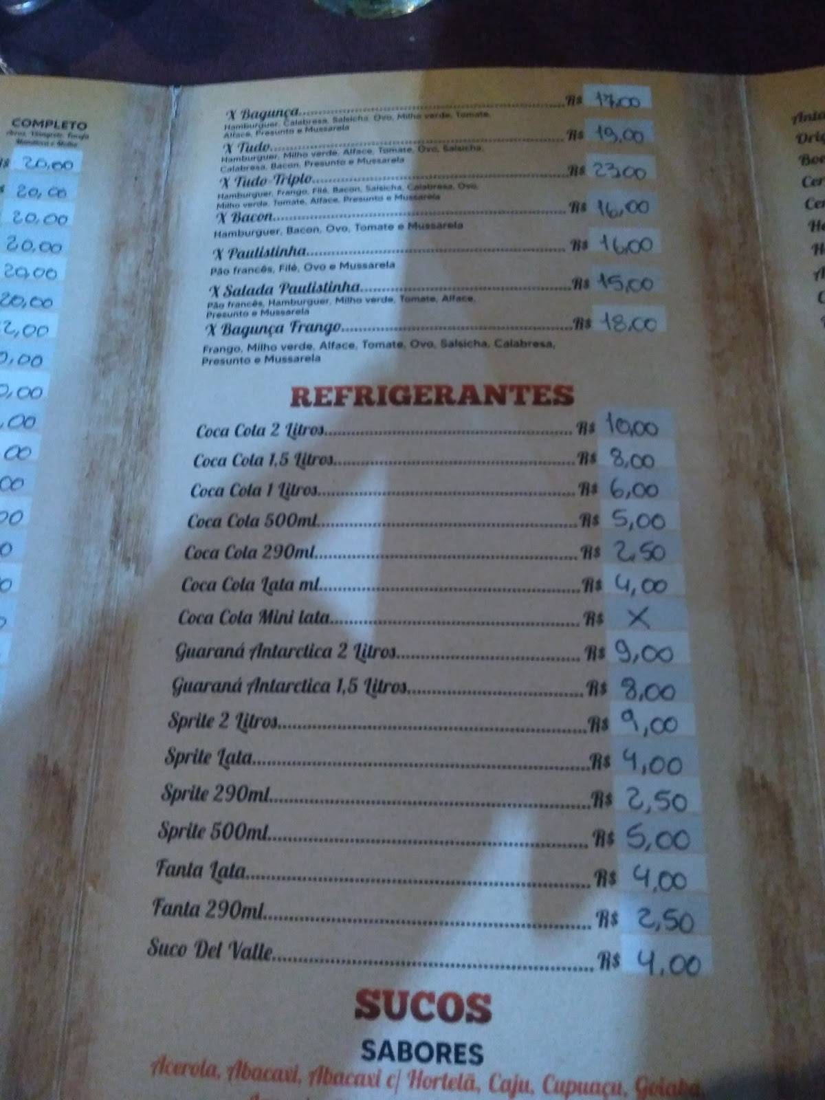 Espetos e Cia cardápio