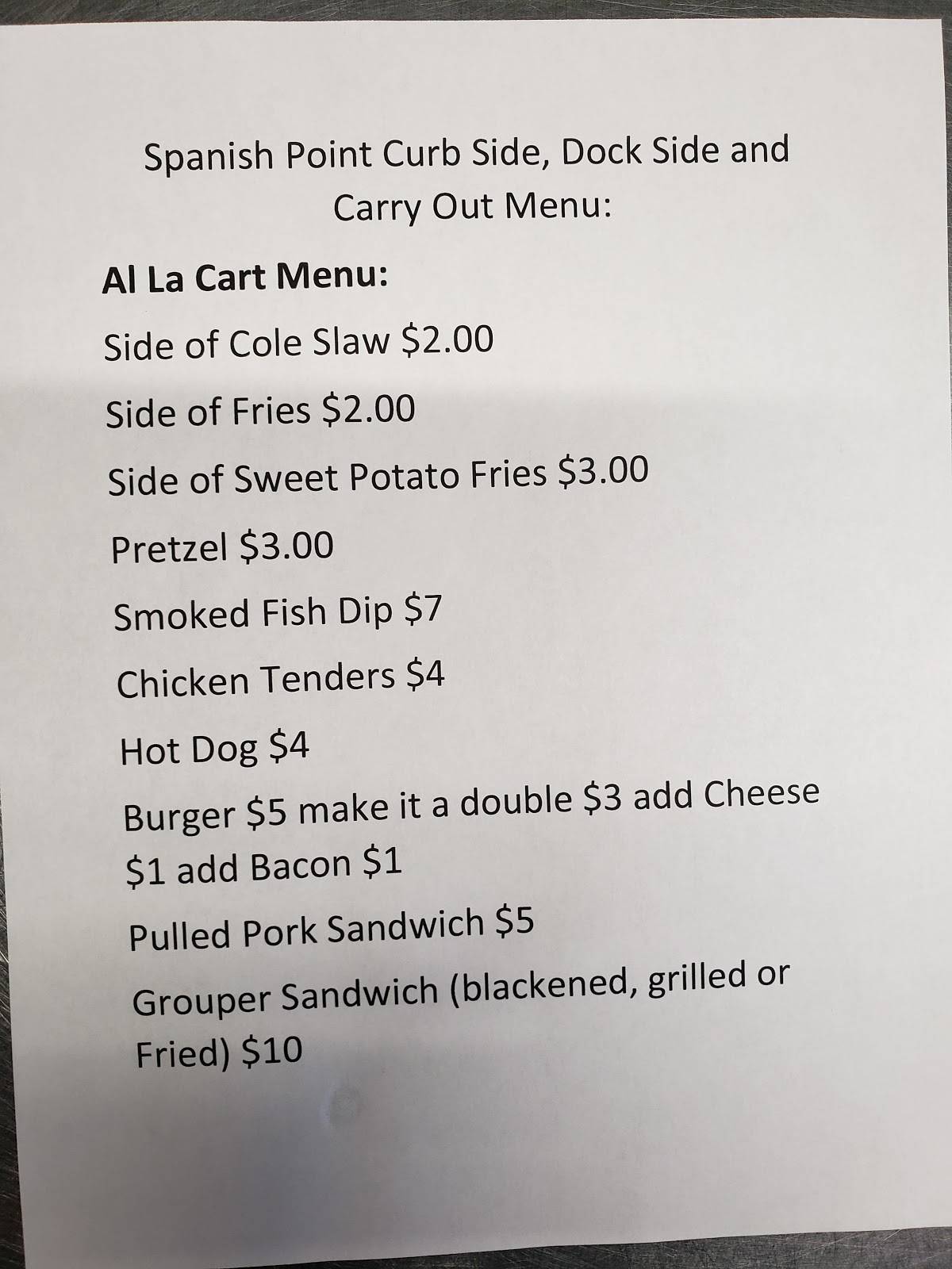 Menu at Evie's at Spanish Point - The Tiki pub & bar, Osprey