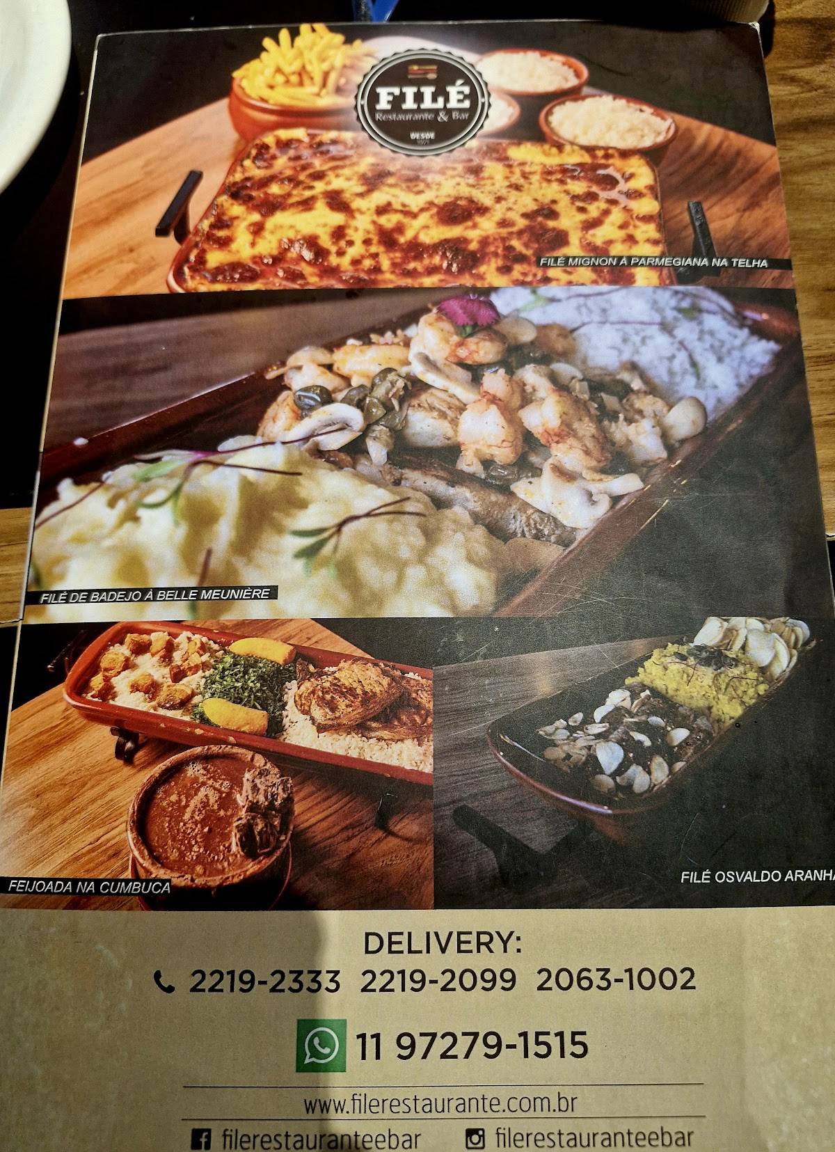 FILÉ Restaurante & Bar cardápio