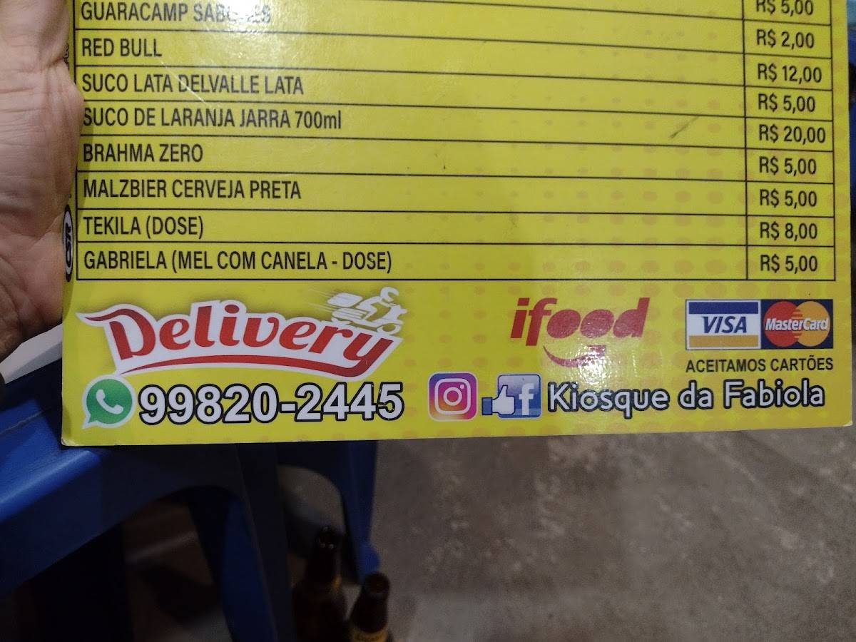 Kioske da Fabiola cardápio
