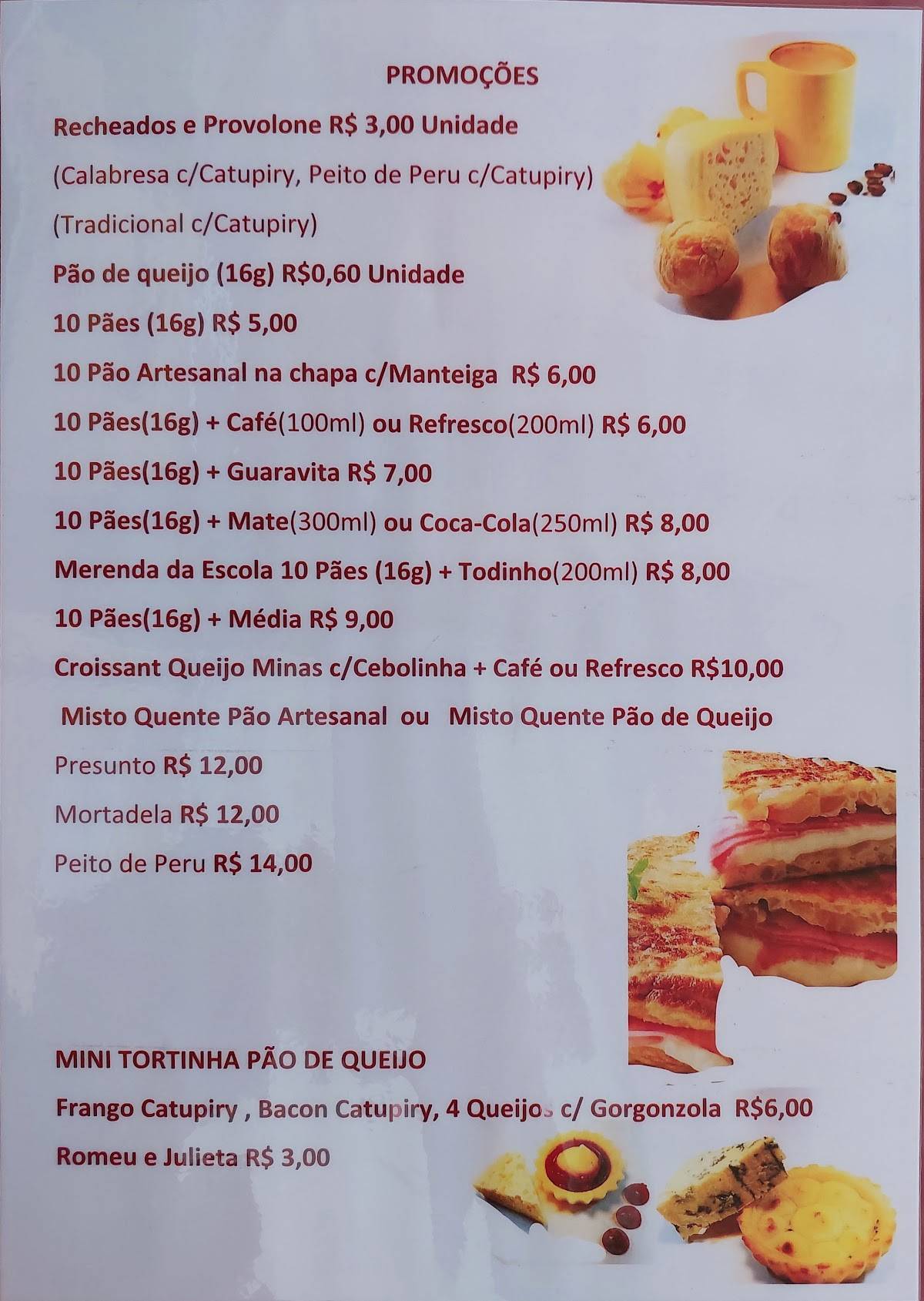 Fábrica do pão de queijo cardápio