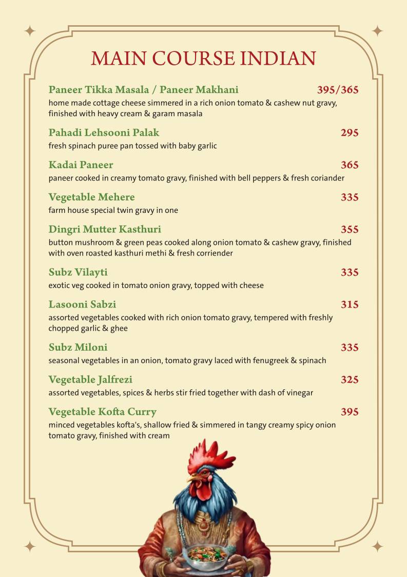 Farmhouse Garden Restaurant / Residency menu