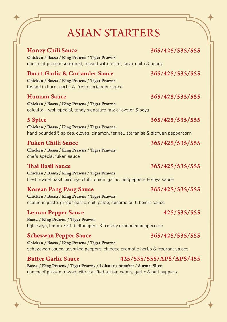 Farmhouse Garden Restaurant / Residency menu