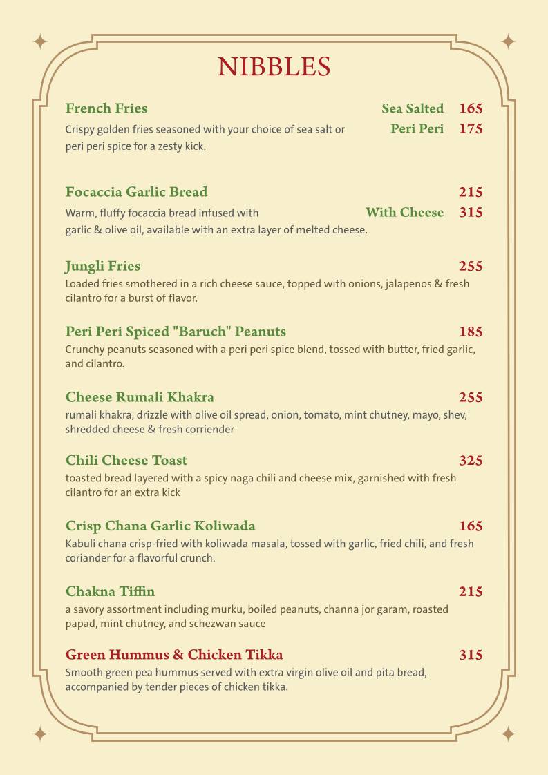 Farmhouse Garden Restaurant / Residency menu