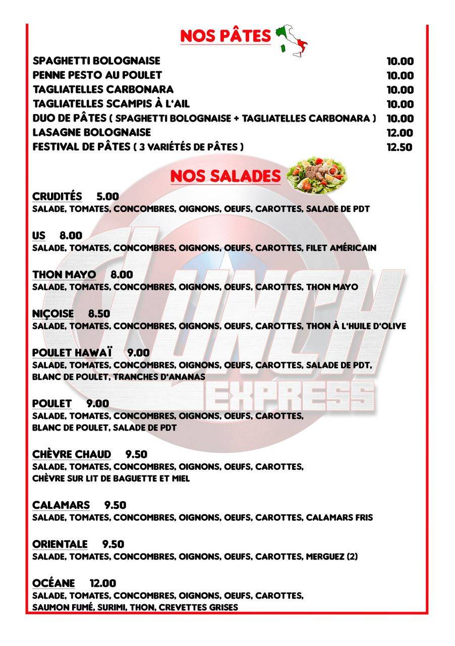 Menu de Lunch Express