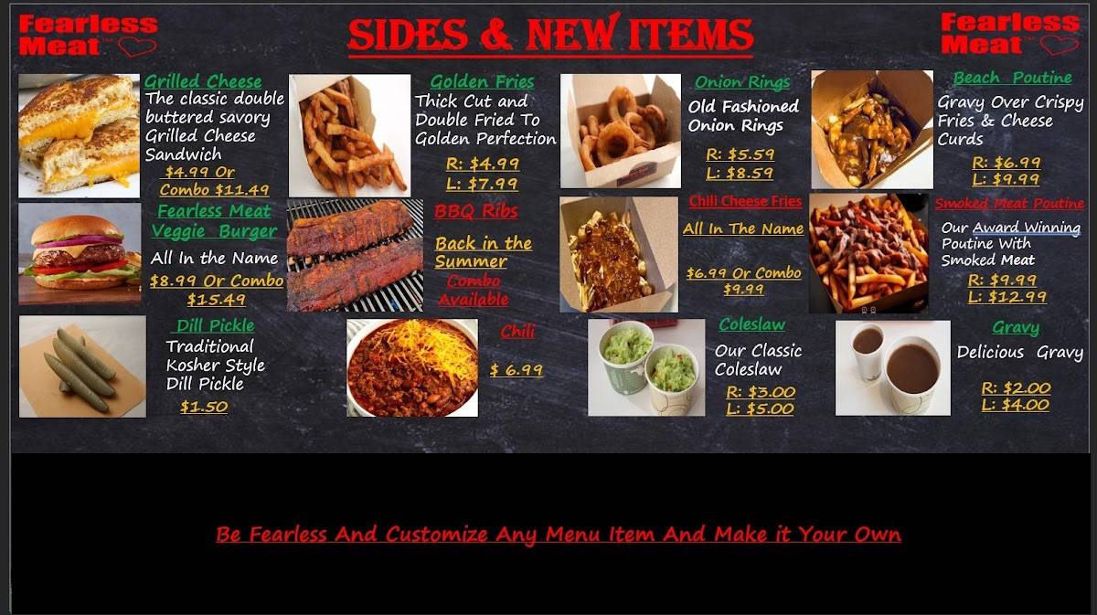 Menu de Fearless Meat