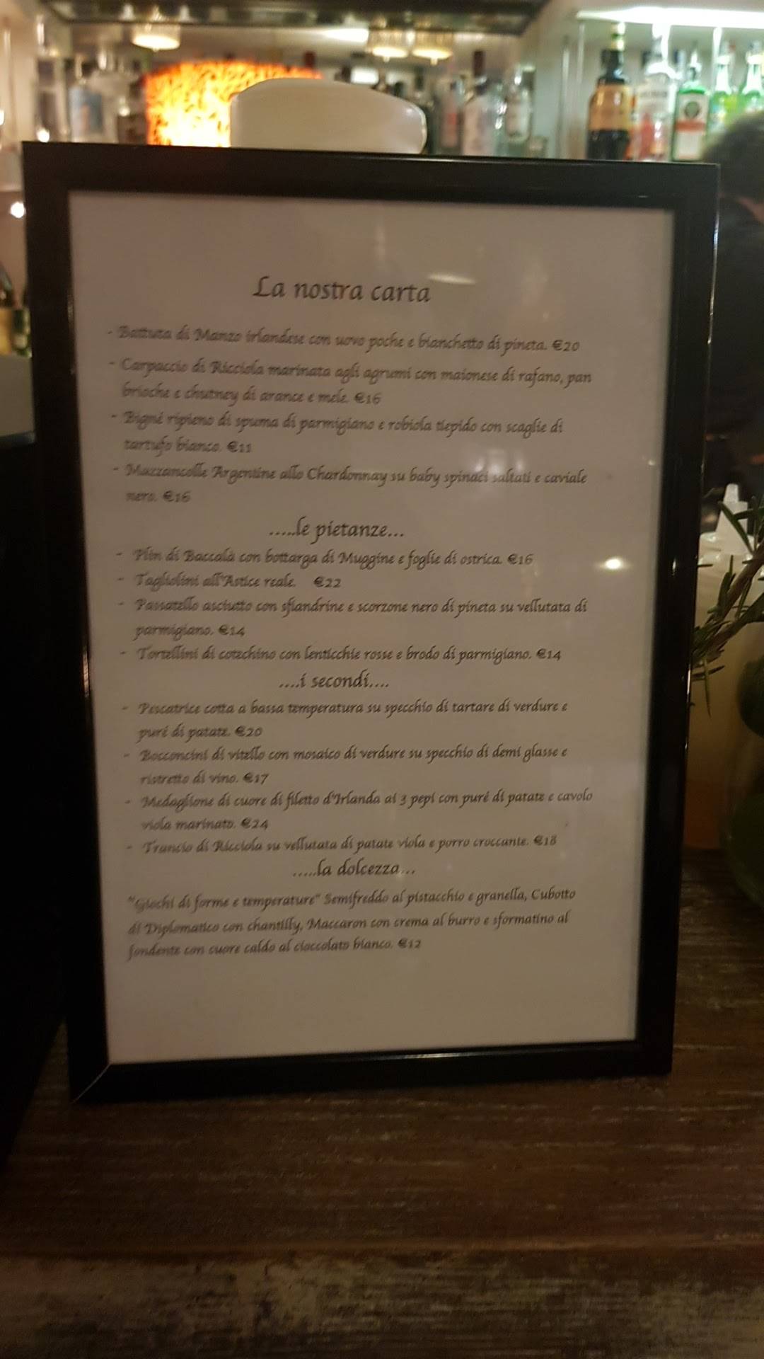 Menu di Fellini Scalino Cinque 