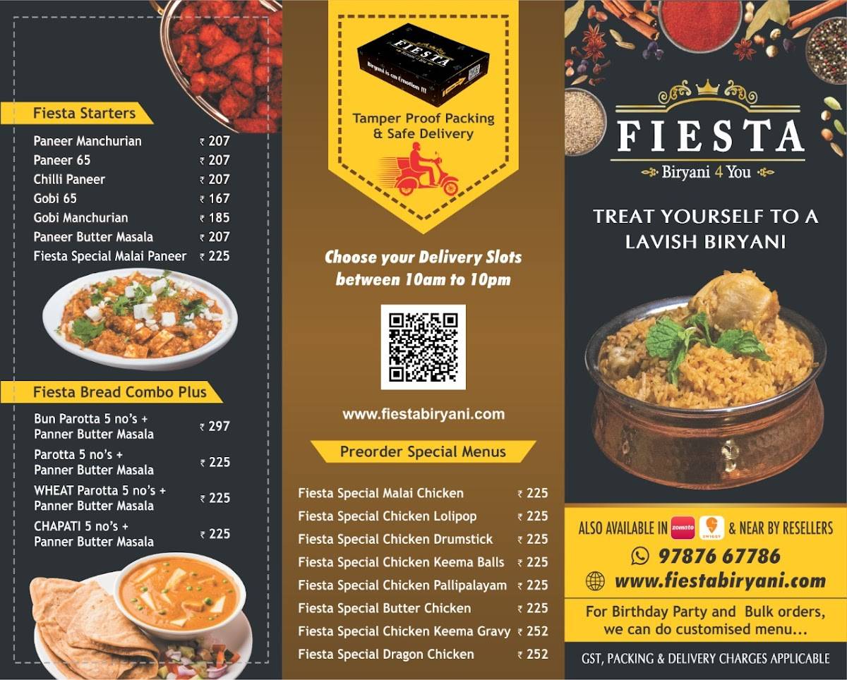 Fiesta Biiryani menu