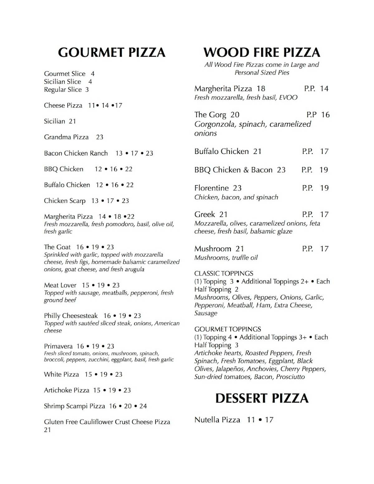Menu at Franco Martini Bar & Restaurant, Crugers