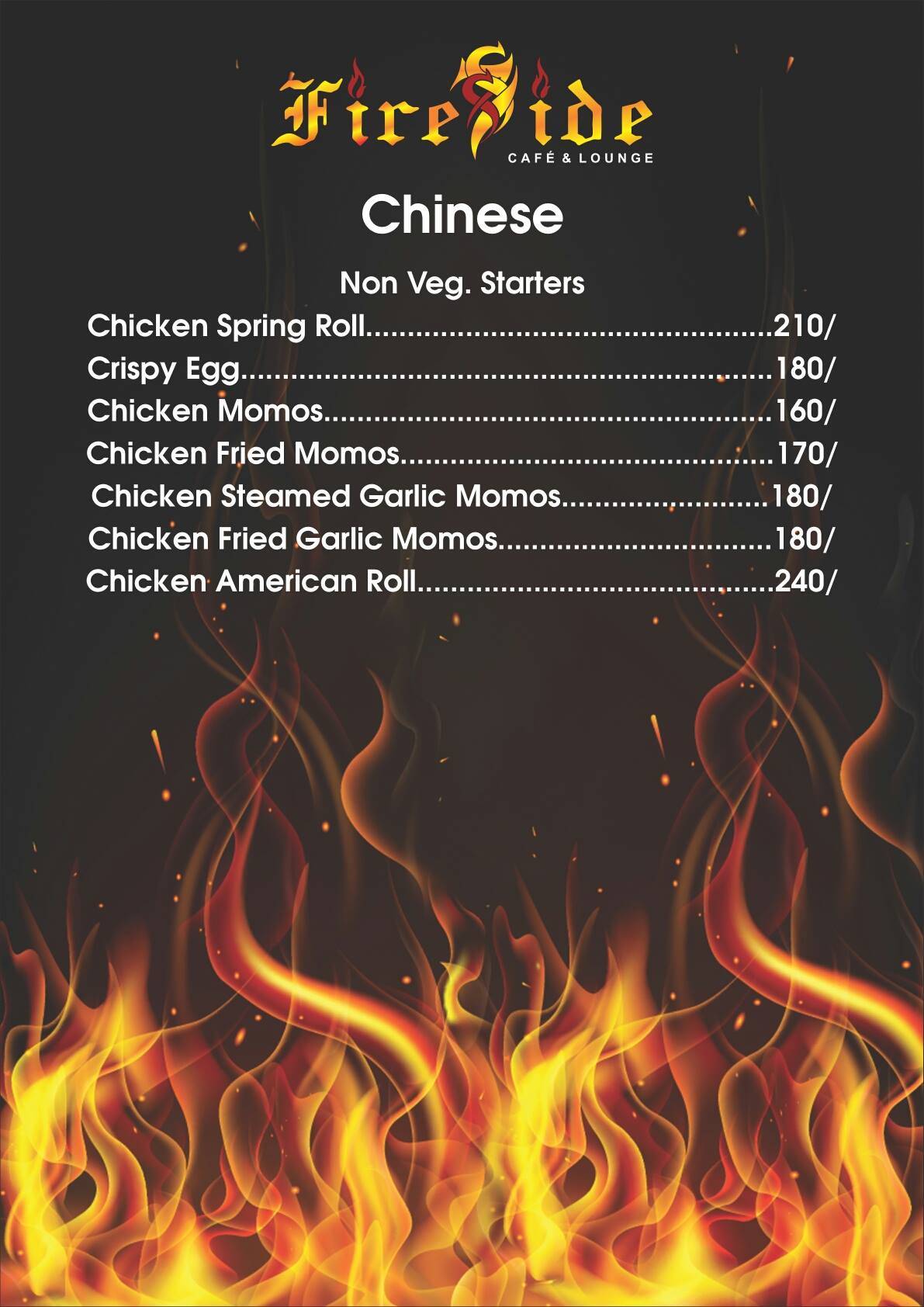 Fireside sky lounge menu