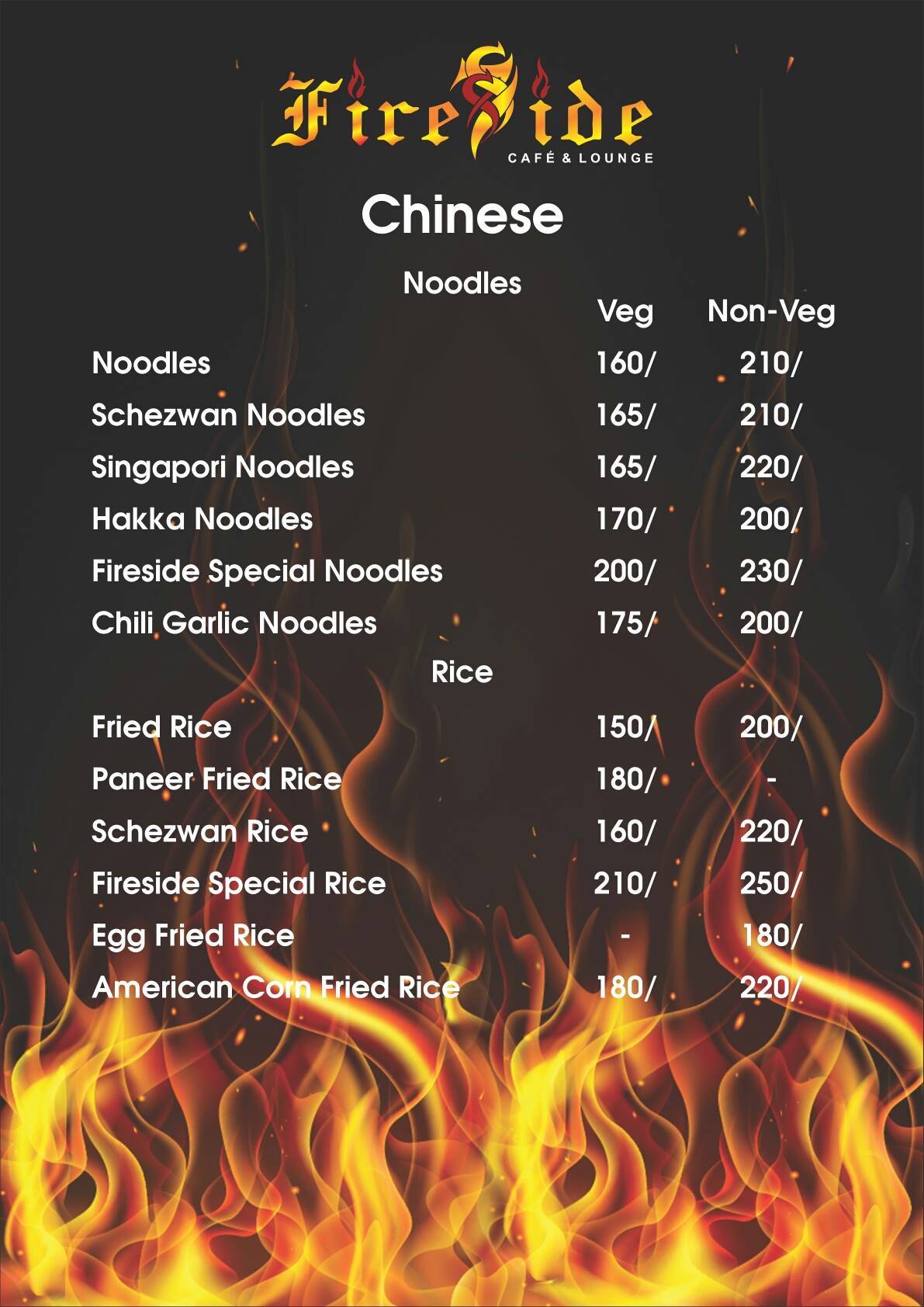 Fireside sky lounge menu