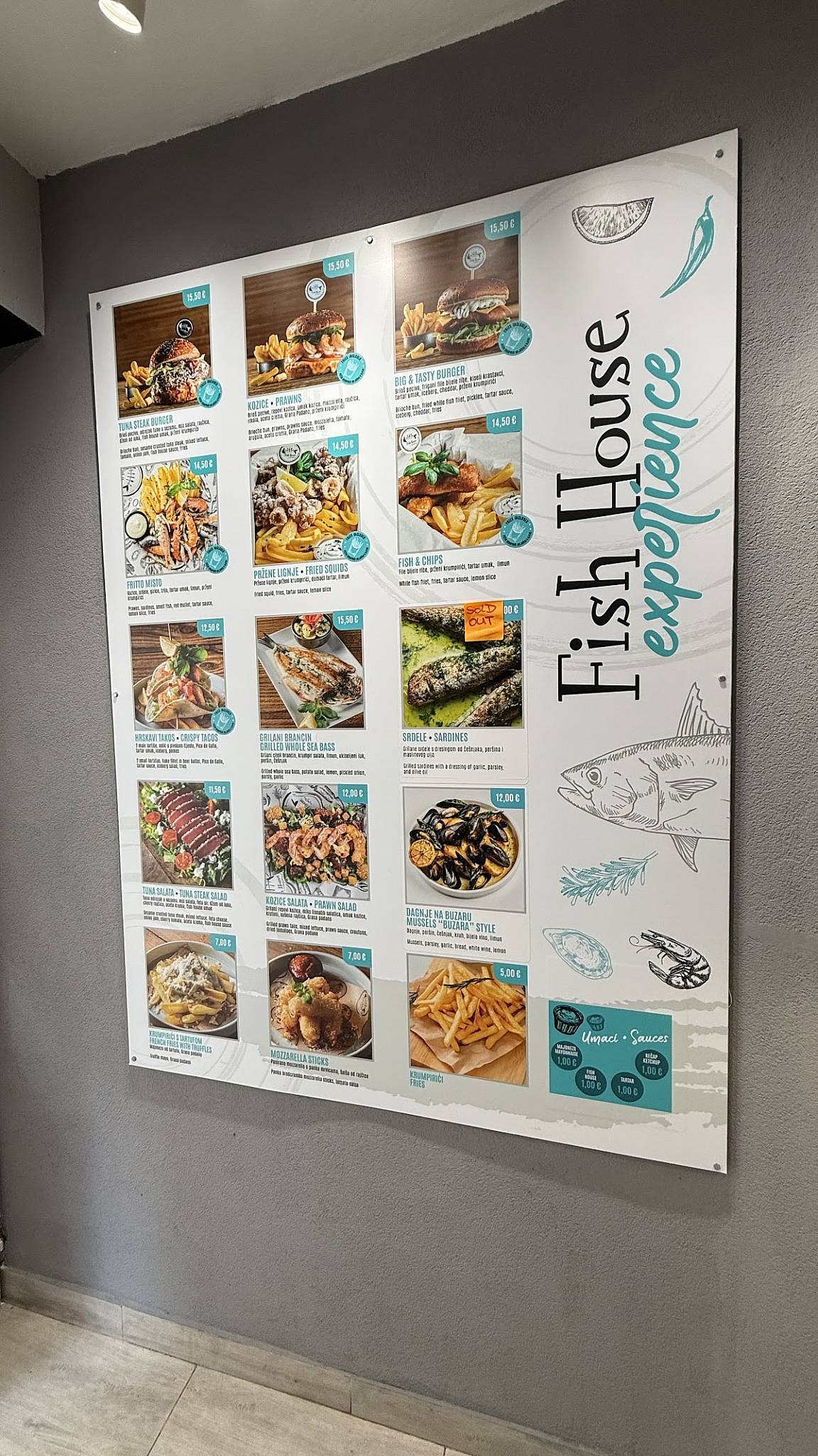 Menu di Fish House Rovinj 
