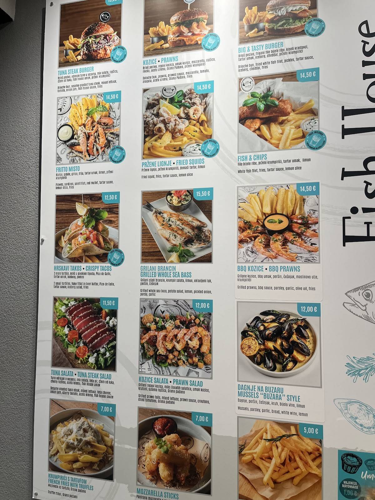 Menu di Fish House Rovinj 