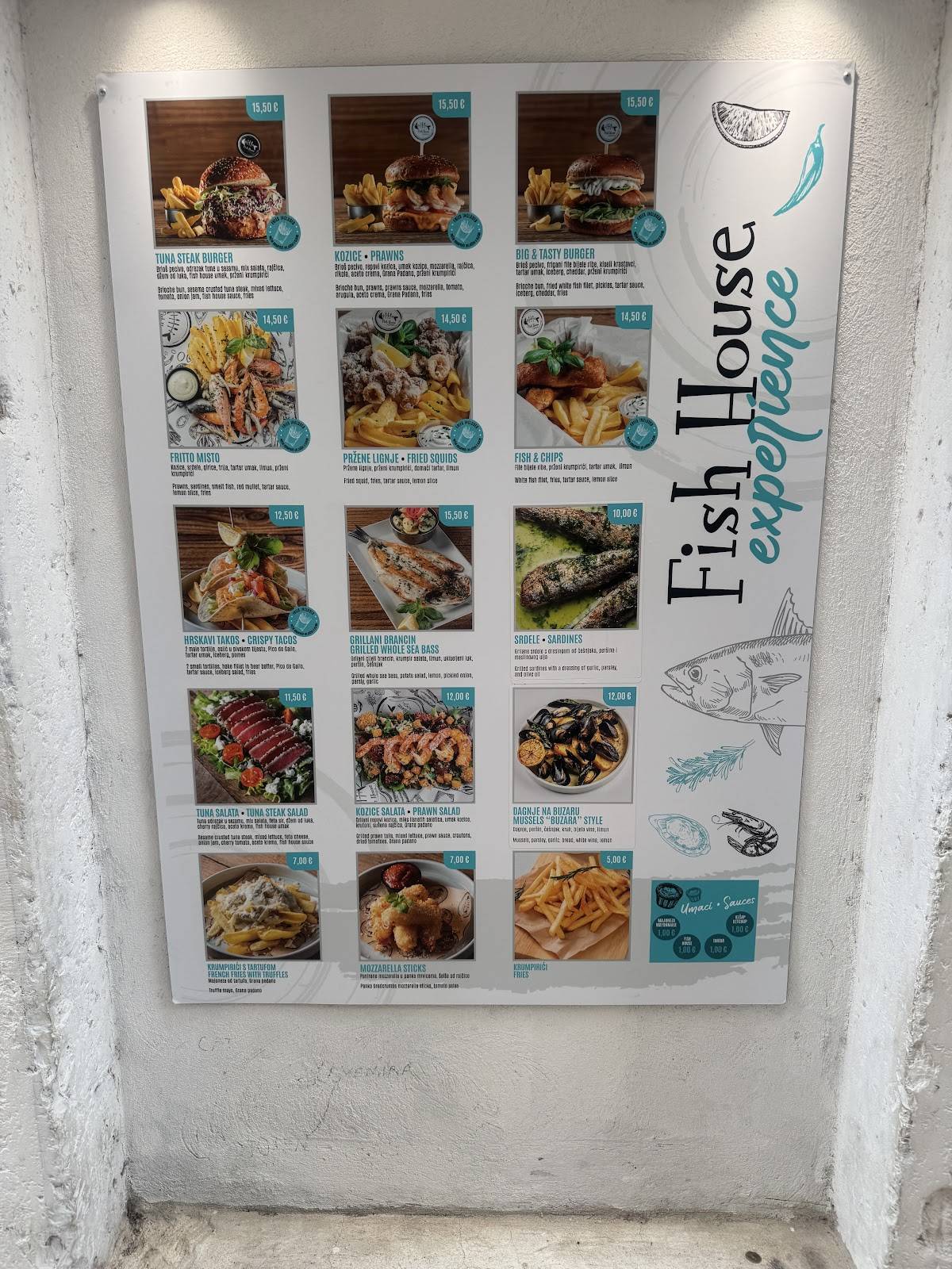 Menu di Fish House Rovinj 