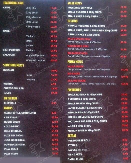 Menu at Corner Fish & Chips restaurant, Brakpan, Shop 155B MallCarnival