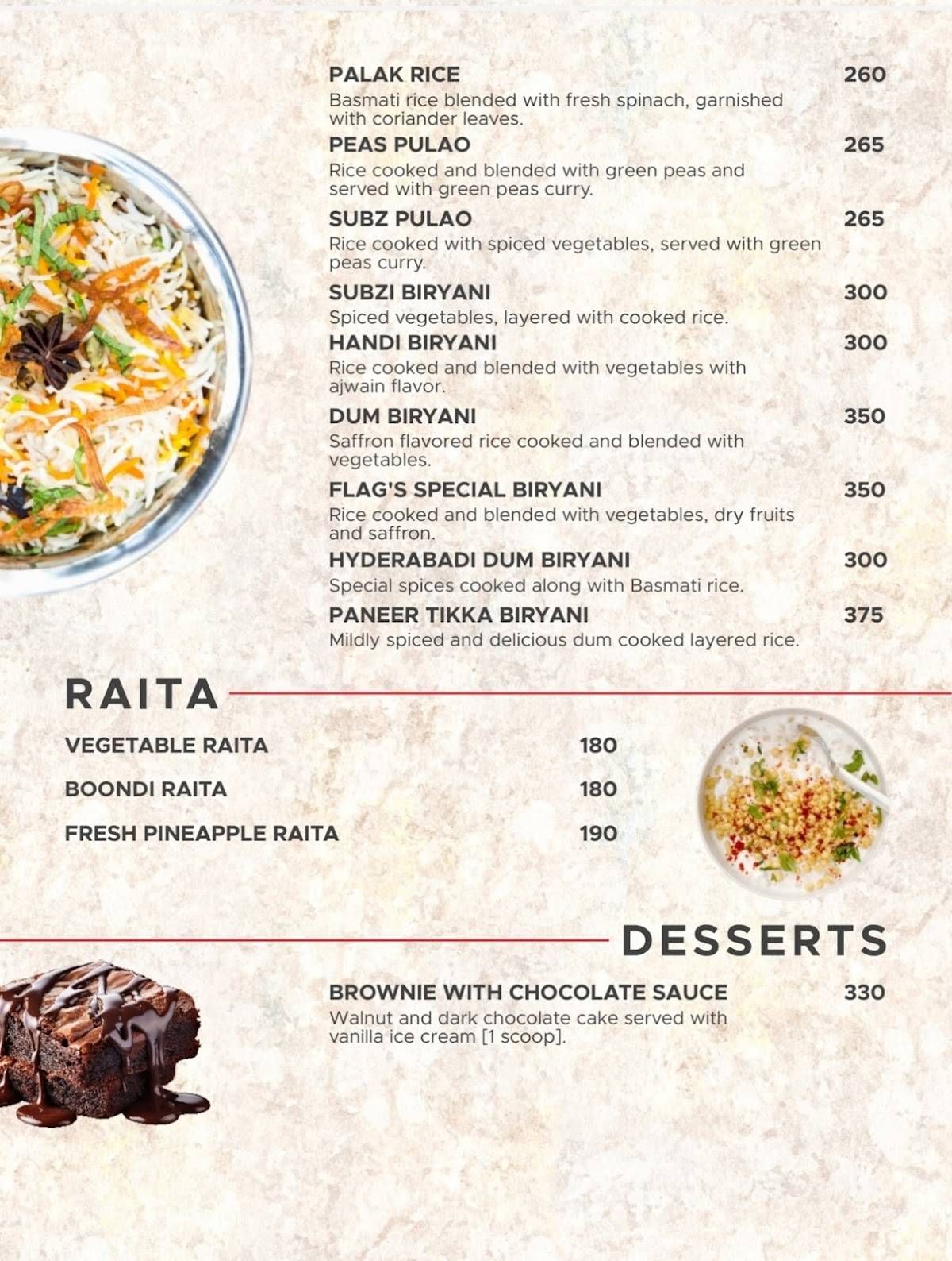 Flag's II Veg World Cuisine menu